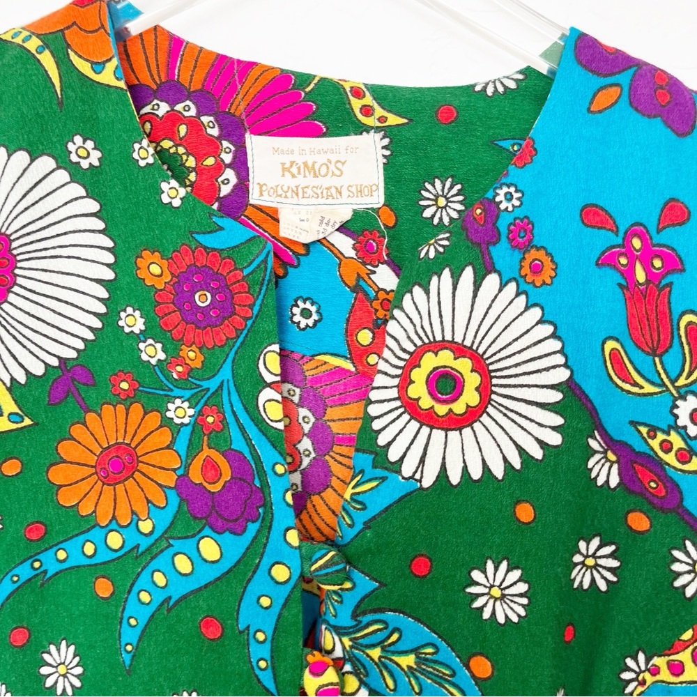 Vintage 1960s Sleeveless Hawaiian Vest Flower Power Size 18 - Picture 4 of 8